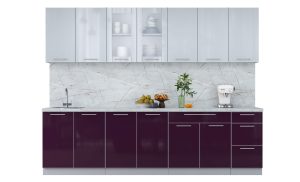 ГОТОВАЯ КУХНЯ ПЛАСТИК 2,8Б (ТУМАННЫЙ ГЛЯНЕЦ/ СЛИВА ГЛЯНЕЦ)