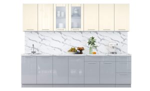 ГОТОВАЯ КУХНЯ ПЛАСТИК 2,8Б (ВАНИЛЬ ГЛЯНЕЦ/ ТУМАННЫЙ ГЛЯНЕЦ)