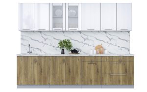 ГОТОВАЯ КУХНЯ ПЛАСТИК 2,9Б (БЕЛЫЙ ГЛЯНЕЦ/ ДУБ ЭПОКСИД)