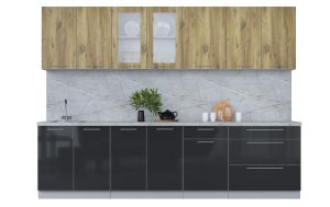 ГОТОВАЯ КУХНЯ ПЛАСТИК 2,9Б (ДУБ ЭПОКСИД/ АНТРАЦИТ)