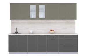 ГОТОВАЯ КУХНЯ ПЛАСТИК 2,9Б (КВАРЦЕВЫЙ/ ШТОРМ)