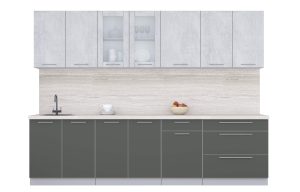 ГОТОВАЯ КУХНЯ ПЛАСТИК 2,9Б (ОКСИД СВЕТЛЫЙ/ ШТОРМ)