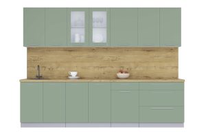 ГОТОВАЯ КУХНЯ ПЛАСТИК 2,9Б (ПОЛЫНЬ/ ПОЛЫНЬ)