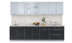 ГОТОВАЯ КУХНЯ ПЛАСТИК 2,9Б (ТУМАННЫЙ ГЛЯНЕЦ/ АНТРАЦИТ)