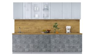 ГОТОВАЯ КУХНЯ ПЛАСТИК 2,9Б (ТУМАННЫЙ ГЛЯНЕЦ/ МРАМОР)