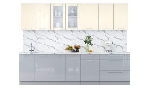 ГОТОВАЯ КУХНЯ ПЛАСТИК 2,9Б (ВАНИЛЬ ГЛЯНЕЦ/ ТУМАННЫЙ ГЛЯНЕЦ)