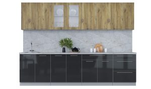 ГОТОВАЯ КУХНЯ ПЛАСТИК 3,0Б (ДУБ ЭПОКСИД/ АНТРАЦИТ)