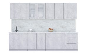 ГОТОВАЯ КУХНЯ ПЛАСТИК 3,0Б (ОКСИД СВЕТЛЫЙ/ ОКСИД СВЕТЛЫЙ)