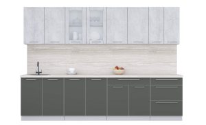 ГОТОВАЯ КУХНЯ ПЛАСТИК 3,0Б (ОКСИД СВЕТЛЫЙ/ ШТОРМ)