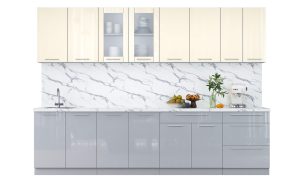 ГОТОВАЯ КУХНЯ ПЛАСТИК 3,0Б (ВАНИЛЬ ГЛЯНЕЦ/ ТУМАННЫЙ ГЛЯНЕЦ)