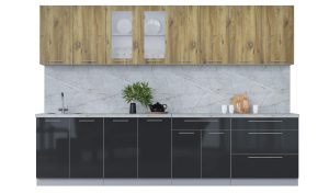 ГОТОВАЯ КУХНЯ ПЛАСТИК 3,1Б (ДУБ ЭПОКСИД/ АНТРАЦИТ)