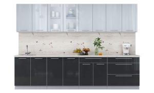 ГОТОВАЯ КУХНЯ ПЛАСТИК 3,1Б (ТУМАННЫЙ ГЛЯНЕЦ/ АНТРАЦИТ)