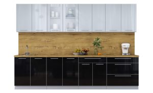 ГОТОВАЯ КУХНЯ ПЛАСТИК 3,1Б (ТУМАННЫЙ ГЛЯНЕЦ/ ЧЕРНЫЙ ГЛЯНЕЦ)