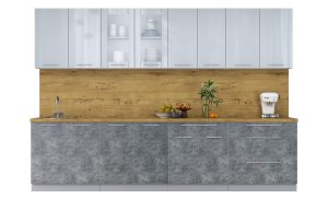 ГОТОВАЯ КУХНЯ ПЛАСТИК 3,1Б (ТУМАННЫЙ ГЛЯНЕЦ/ МРАМОР)