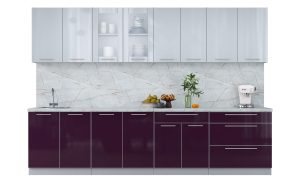 ГОТОВАЯ КУХНЯ ПЛАСТИК 3,1Б (ТУМАННЫЙ ГЛЯНЕЦ/ СЛИВА ГЛЯНЕЦ)