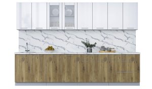 ГОТОВАЯ КУХНЯ ПЛАСТИК 3,2Б (БЕЛЫЙ ГЛЯНЕЦ/ ДУБ ЭПОКСИД)