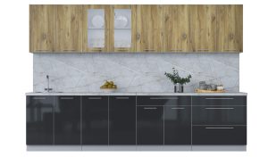 ГОТОВАЯ КУХНЯ ПЛАСТИК 3,2Б (ДУБ ЭПОКСИД/ АНТРАЦИТ)