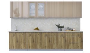 ГОТОВАЯ КУХНЯ ПЛАСТИК 3,2Б (КАПУЧИНО ГЛЯНЕЦ/ ДУБ ЭПОКСИД)