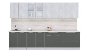 ГОТОВАЯ КУХНЯ ПЛАСТИК 3,2Б (ОКСИД СВЕТЛЫЙ/ ШТОРМ)