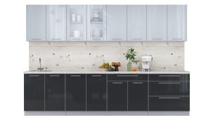 ГОТОВАЯ КУХНЯ ПЛАСТИК 3,2Б (ТУМАННЫЙ ГЛЯНЕЦ/ АНТРАЦИТ)