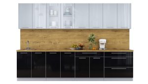 ГОТОВАЯ КУХНЯ ПЛАСТИК 3,2Б (ТУМАННЫЙ ГЛЯНЕЦ/ ЧЕРНЫЙ ГЛЯНЕЦ)