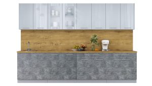 ГОТОВАЯ КУХНЯ ПЛАСТИК 3,2Б (ТУМАННЫЙ ГЛЯНЕЦ/ МРАМОР)