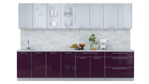 ГОТОВАЯ КУХНЯ ПЛАСТИК 3,2Б (ТУМАННЫЙ ГЛЯНЕЦ/ СЛИВА ГЛЯНЕЦ)