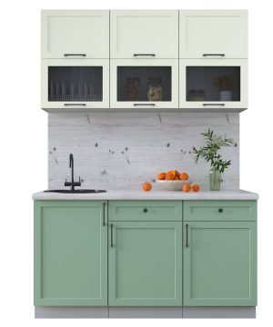 ГОТОВАЯ КУХНЯ ТРЕНД SOFT-TOUCH 1,5Б (БЕЛЫЙ/ МЯТА)