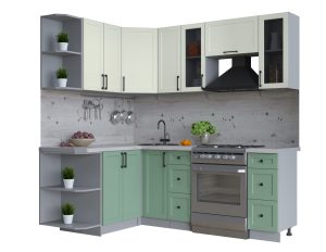 ГОТОВАЯ КУХНЯ ТРЕНД SOFT-TOUCH 1,5Х2,1 (БЕЛЫЙ/ МЯТА)