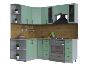 ГОТОВАЯ КУХНЯ ТРЕНД SOFT-TOUCH 1,5Х2,1 (МЯТА/ МЯТА)