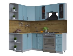 ГОТОВАЯ КУХНЯ ТРЕНД SOFT-TOUCH 1,5Х2,1 (ОКЕАН/ ОКЕАН)