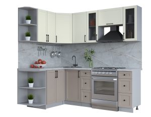 ГОТОВАЯ КУХНЯ ТРЕНД SOFT-TOUCH 1,5Х2,2 (БЕЛЫЙ/ ЛУНА)