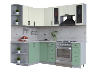 ГОТОВАЯ КУХНЯ ТРЕНД SOFT-TOUCH 1,5Х2,2 (БЕЛЫЙ/ МЯТА)