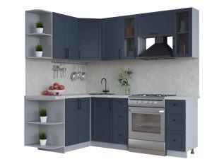 ГОТОВАЯ КУХНЯ ТРЕНД SOFT-TOUCH 1,5Х2,2 (ИНДИГО/ ИНДИГО)