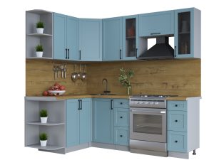 ГОТОВАЯ КУХНЯ ТРЕНД SOFT-TOUCH 1,5Х2,2 (ОКЕАН/ ОКЕАН)