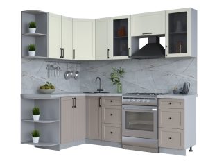 ГОТОВАЯ КУХНЯ ТРЕНД SOFT-TOUCH 1,5Х2,3 (БЕЛЫЙ/ ЛУНА)