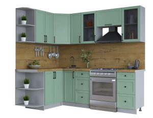 ГОТОВАЯ КУХНЯ ТРЕНД SOFT-TOUCH 1,5Х2,3 (МЯТА/ МЯТА)