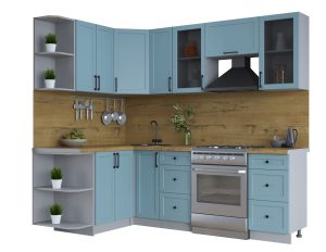 ГОТОВАЯ КУХНЯ ТРЕНД SOFT-TOUCH 1,5Х2,3 (ОКЕАН/ ОКЕАН)