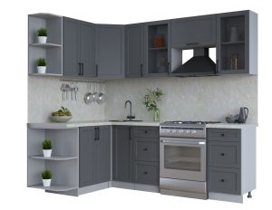 ГОТОВАЯ КУХНЯ ТРЕНД SOFT-TOUCH 1,5Х2,3 (ПЕПЕЛ/ ПЕПЕЛ)