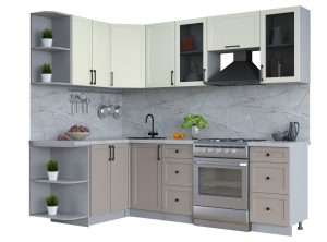 ГОТОВАЯ КУХНЯ ТРЕНД SOFT-TOUCH 1,5Х2,4 (БЕЛЫЙ/ ЛУНА)