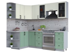 ГОТОВАЯ КУХНЯ ТРЕНД SOFT-TOUCH 1,5Х2,4 (БЕЛЫЙ/ МЯТА)