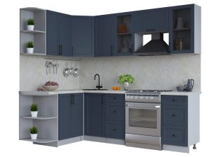 ГОТОВАЯ КУХНЯ ТРЕНД SOFT-TOUCH 1,5Х2,4 (ИНДИГО/ ИНДИГО)