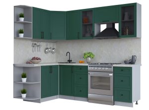 ГОТОВАЯ КУХНЯ ТРЕНД SOFT-TOUCH 1,5Х2,4 (ИЗУМРУД/ ИЗУМРУД)