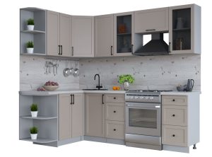 ГОТОВАЯ КУХНЯ ТРЕНД SOFT-TOUCH 1,5Х2,4 (ЛУНА/ ЛУНА)