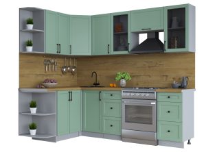 ГОТОВАЯ КУХНЯ ТРЕНД SOFT-TOUCH 1,5Х2,4 (МЯТА/ МЯТА)