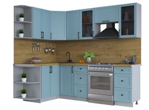 ГОТОВАЯ КУХНЯ ТРЕНД SOFT-TOUCH 1,5Х2,4 (ОКЕАН/ ОКЕАН)