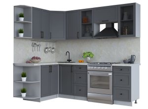 ГОТОВАЯ КУХНЯ ТРЕНД SOFT-TOUCH 1,5Х2,4 (ПЕПЕЛ/ ПЕПЕЛ)