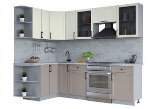 ГОТОВАЯ КУХНЯ ТРЕНД SOFT-TOUCH 1,5Х2,5 (БЕЛЫЙ/ ЛУНА)