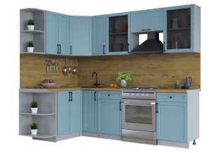 ГОТОВАЯ КУХНЯ ТРЕНД SOFT-TOUCH 1,5Х2,5 (ОКЕАН/ ОКЕАН)