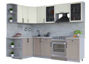 ГОТОВАЯ КУХНЯ ТРЕНД SOFT-TOUCH 1,5Х2,6 (БЕЛЫЙ/ ЛУНА)